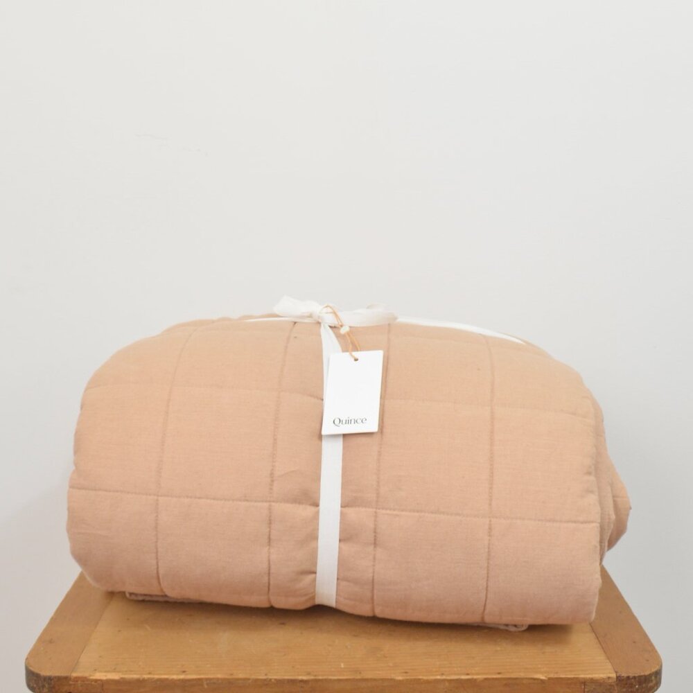 NWT Quince european linen box quilt set with two shams in desert sunset